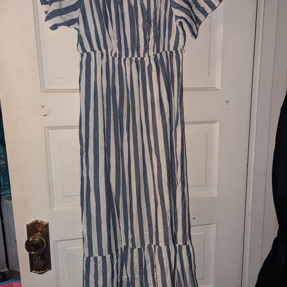 Isabel Maternity by Ingrid & Isabel Blue and White Striped Maxi Dress